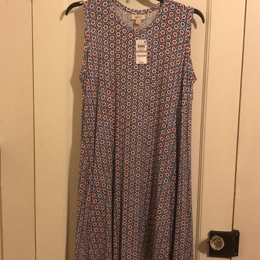 Style and Co. blue and red print dress size 1X